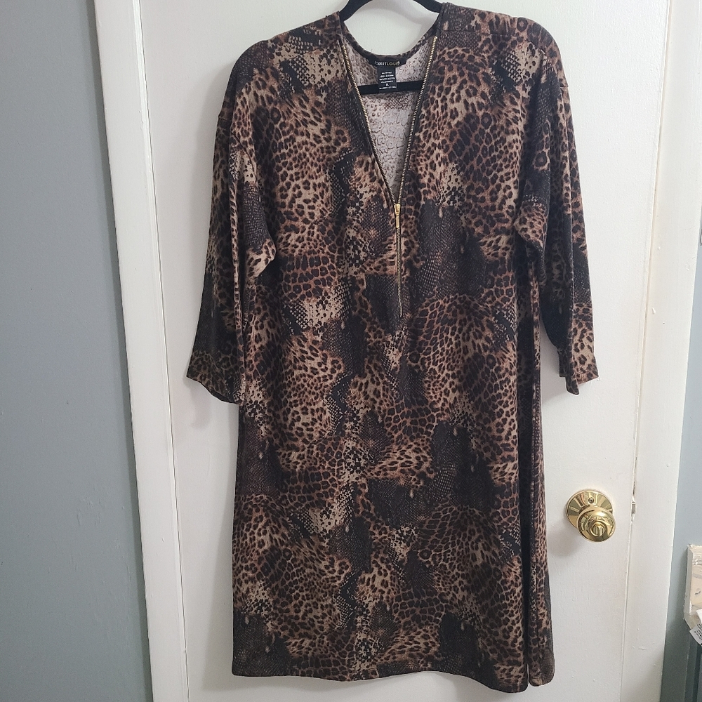 Robert Louis Trendy Fashion Relaxed Animal Print Line A Stretchy Mobe wife Sz XL